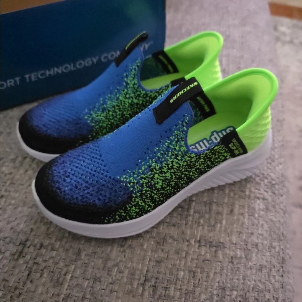 Skechers Kids Sneakers - Blue and Neon Green